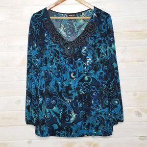 Avenue Blouse Paisley Floral Scoop Neck